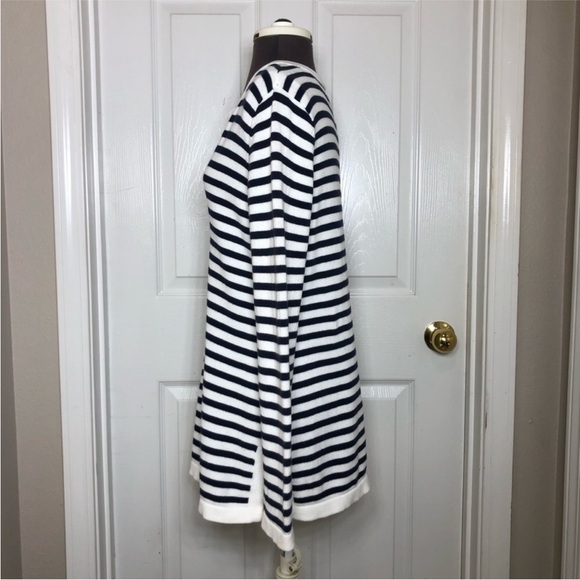 Nautica Cotton Knit V Neckline String Navy White Stripes Versatile Sweater M - Picture 8 of 10